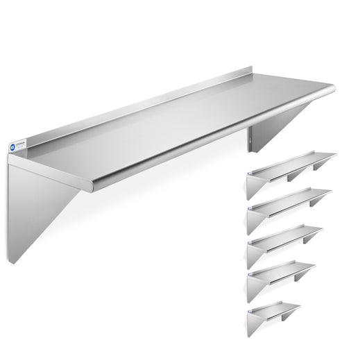 12-Inch Deep Stainless Steel Wall-Mount Shelves, NSF Certified